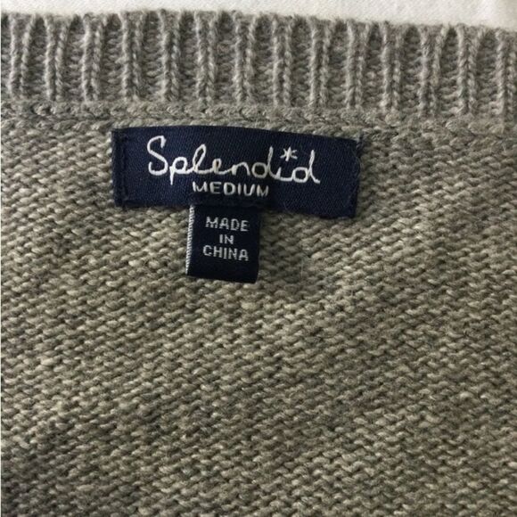 Splendid Sweater Women’s Size Medium Color Gray and Cream Black Lightweight - Picture 3 of 11